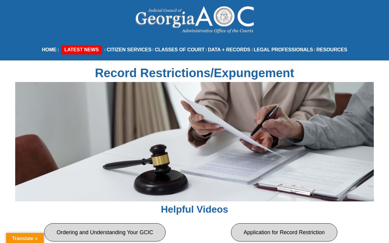 Georgia record restriction and expungement guidance for Montgomery County records