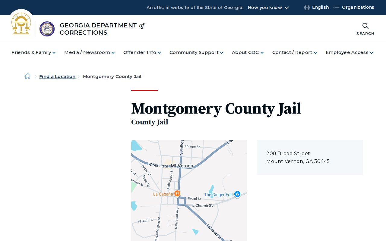 Montgomery County Jail official listing for booking record access